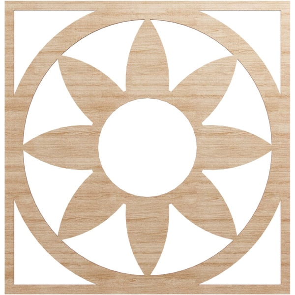 Ekena Millwork Blume Wood Fretwork Pierced Ceiling Medallion, Alder, 28"OD x 9 3/4"ID x 1/4"T CMWP28X28X0250BLAL - main